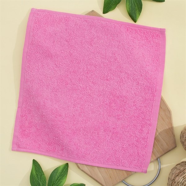 Салфетка махровая 30х30 см, цвет ярко-розовый, пл. 380 гр/м2, 100% хлопок - фото 314818556