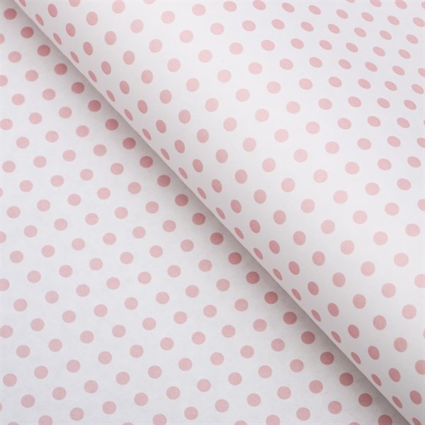 Бумага упаковочная, "Горох малый", крафт белый, розовая, 50 х 70 см - фото 314819387