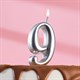 Свеча для торта цифра "Серебряная" "9" - фото 314818875